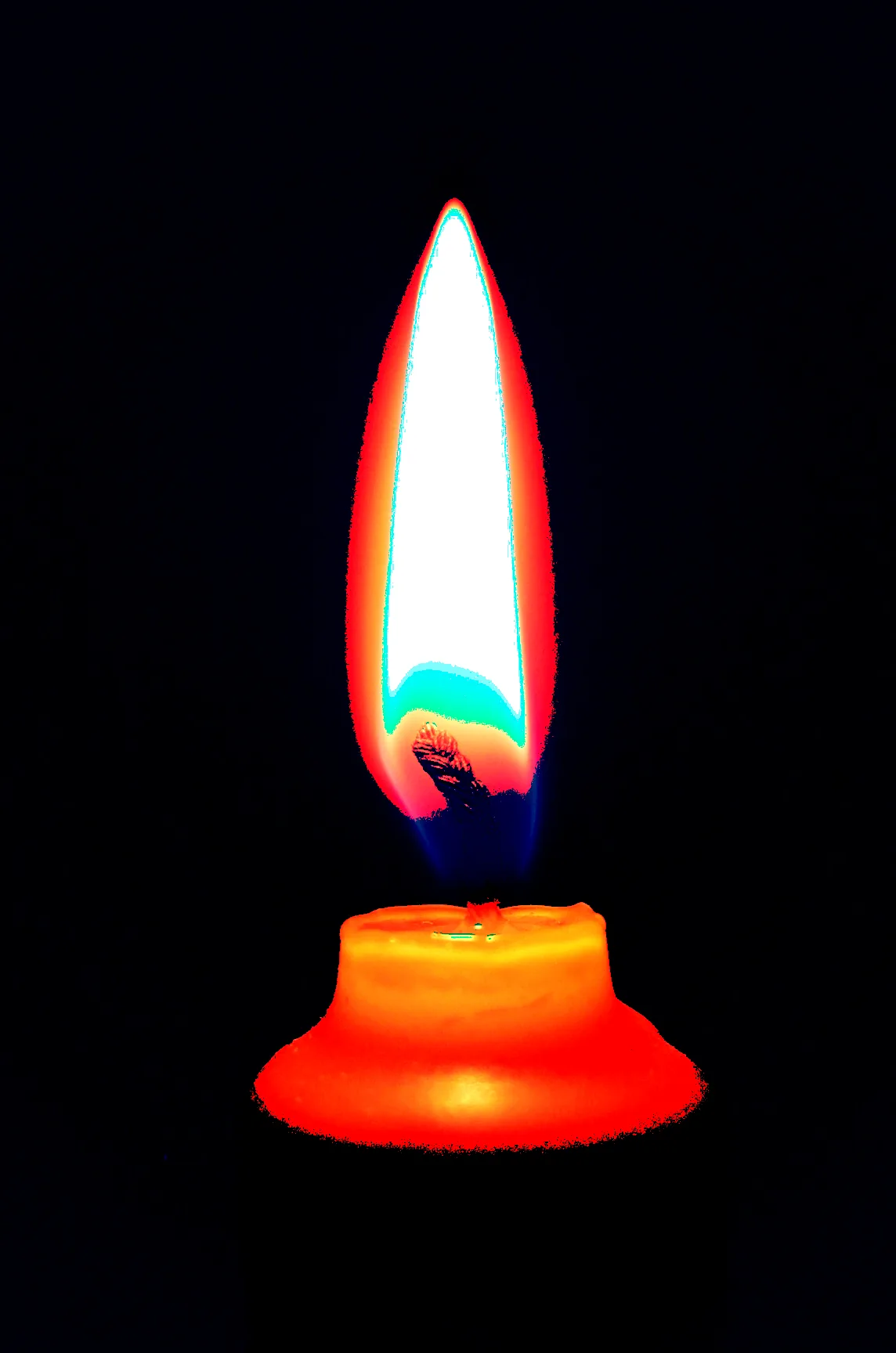 A candle flame bending sideways beside a door frame